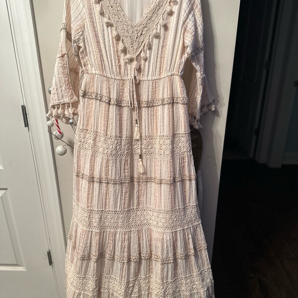 Boho Cream Lace Maxi Dress by Me 2 Magic Large